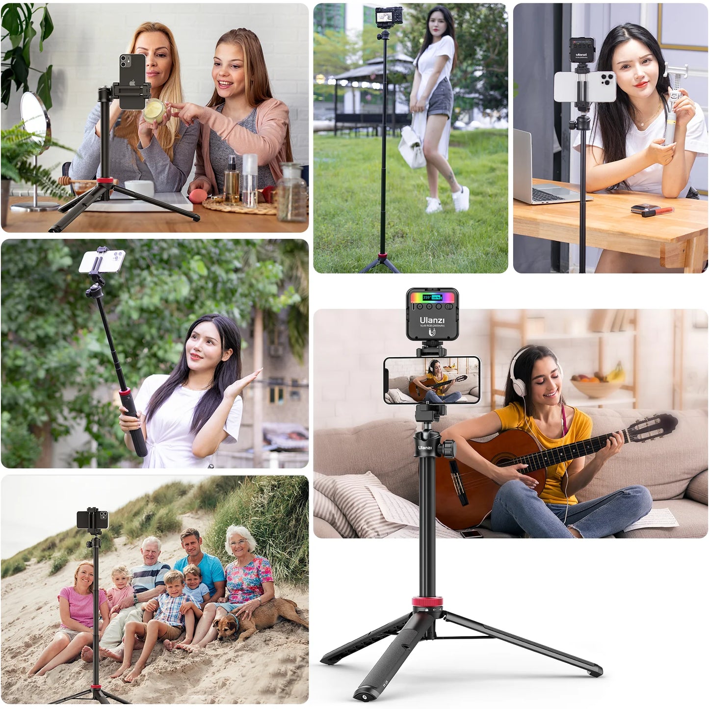 Extend Selfie Stick Tripod With phone Clamp For Cameras Cellphone