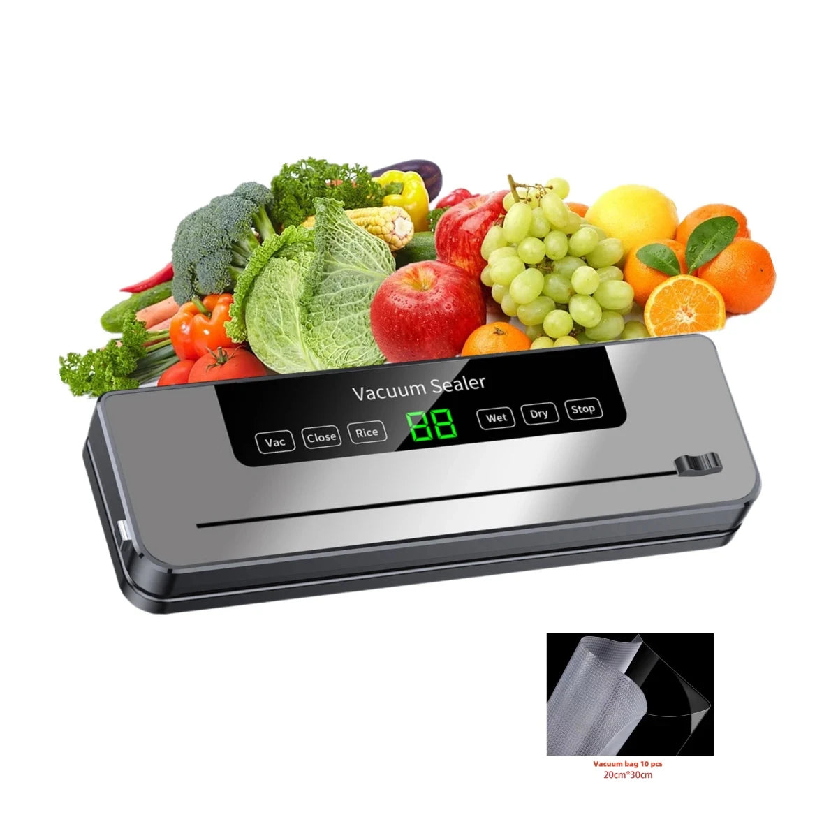 Electric Vacuum Sealer Dry/Wet Food Sealed Packaging Kitchen